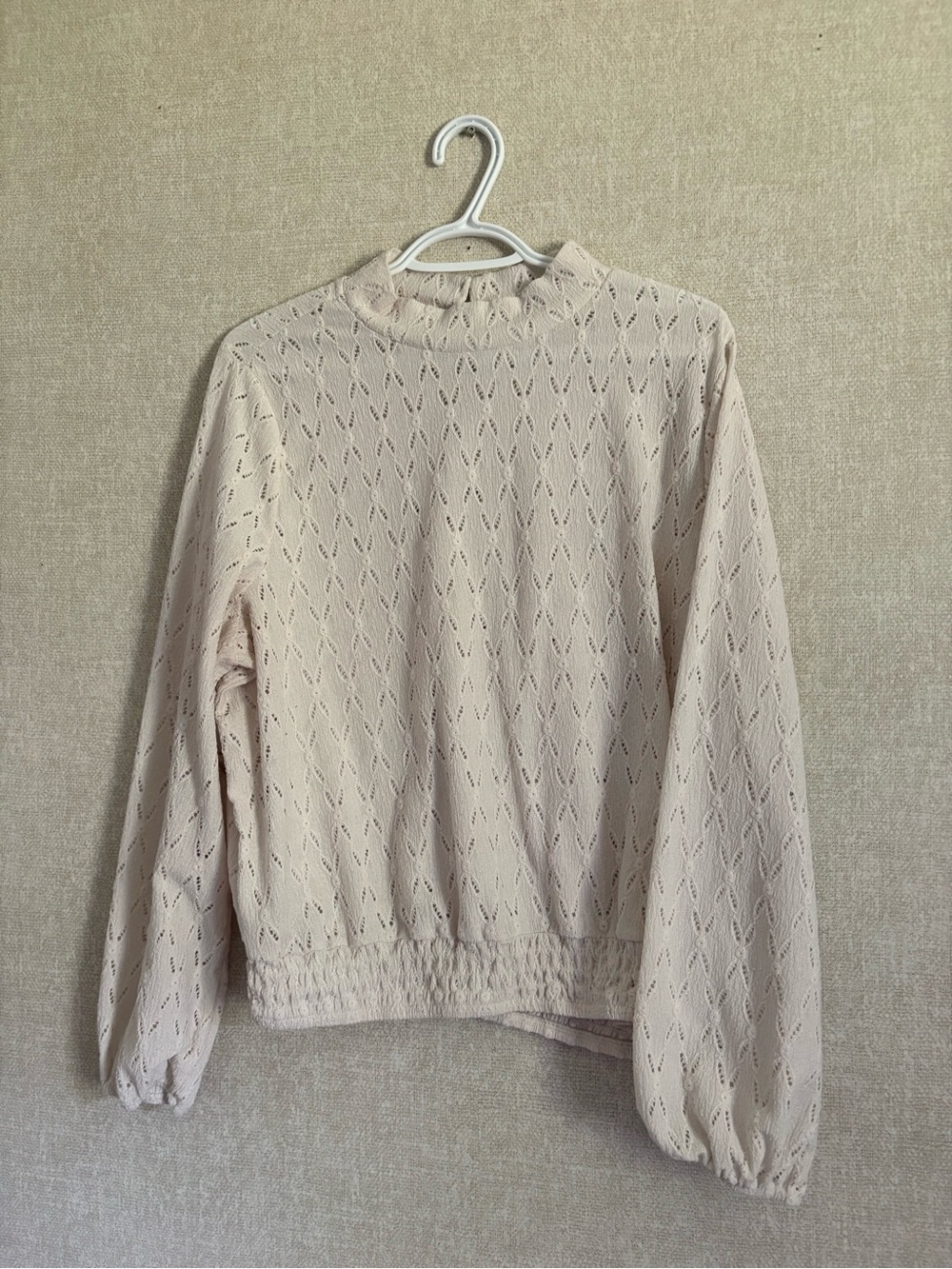 Reitmans Cream Eyelet Long-Sleeve Knit Top